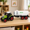 LEAN TOYS Tractor con cisterna, propulsión por fricción, máquina agrícola, 34 cm