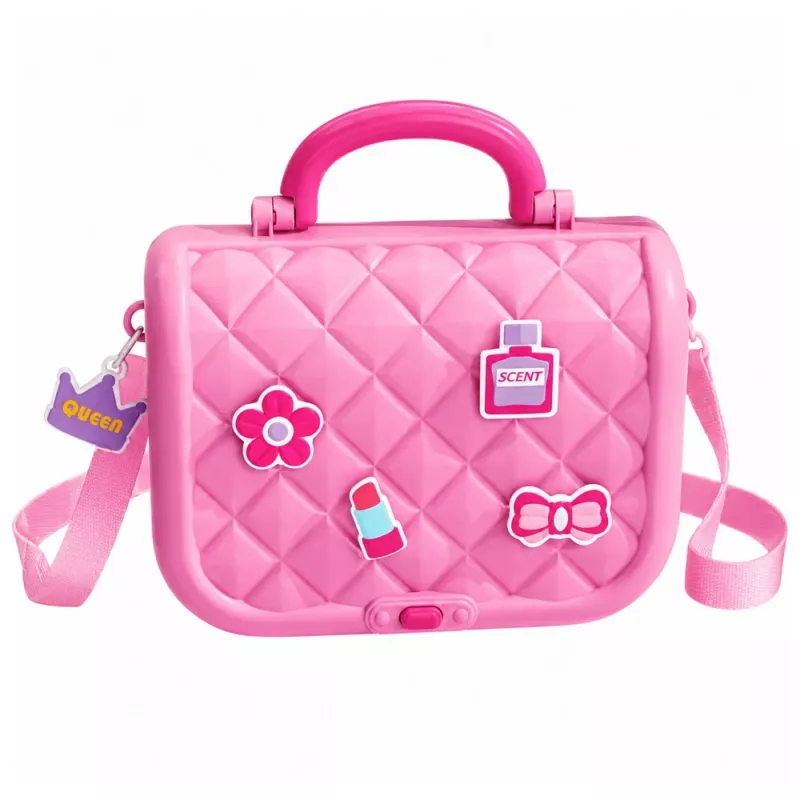 LEAN TOYS Set de belleza portátil 2 en 1 con estuche, espejo, cosméticos y accesorios, Rosa