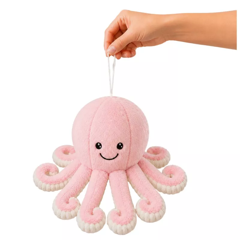 LEAN TOYS Pulpo de peluche con ventosa, Rosa, 16 cm