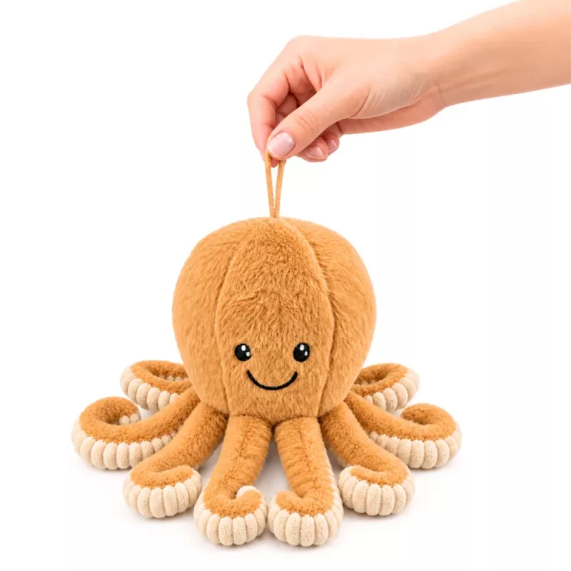 LEAN TOYS Pulpo de peluche con tentáculos elásticos Beige 30 cm