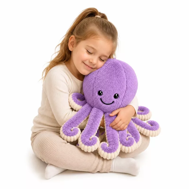 LEAN TOYS Pulpo de peluche con tentáculos elásticos Lila 50 cm
