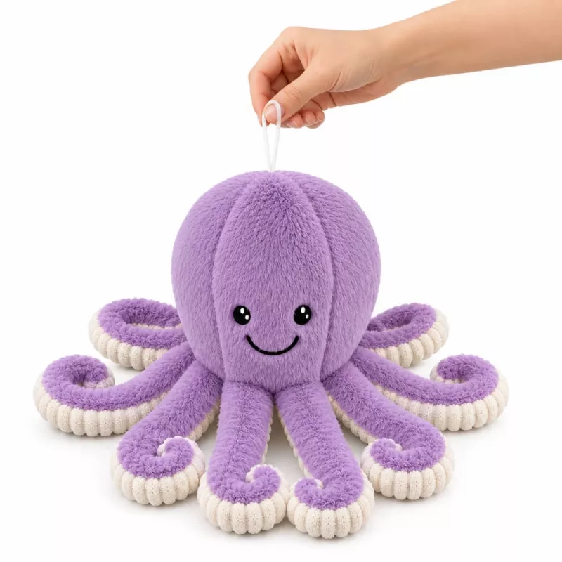 LEAN TOYS Pulpo de peluche con tentáculos elásticos Lila 50 cm