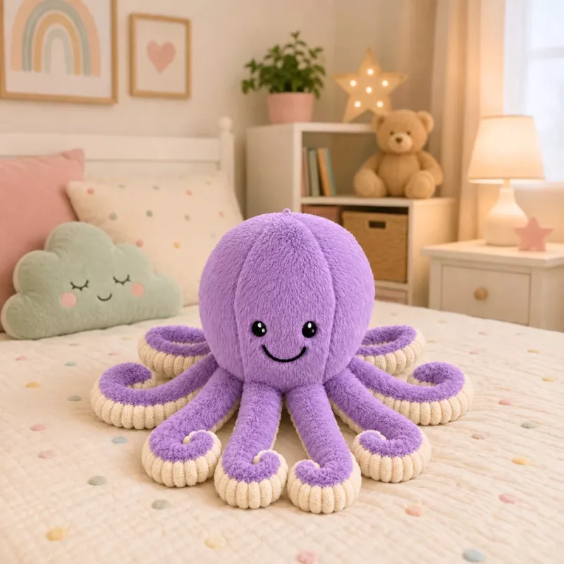 LEAN TOYS Pulpo de peluche con tentáculos elásticos Lila 50 cm
