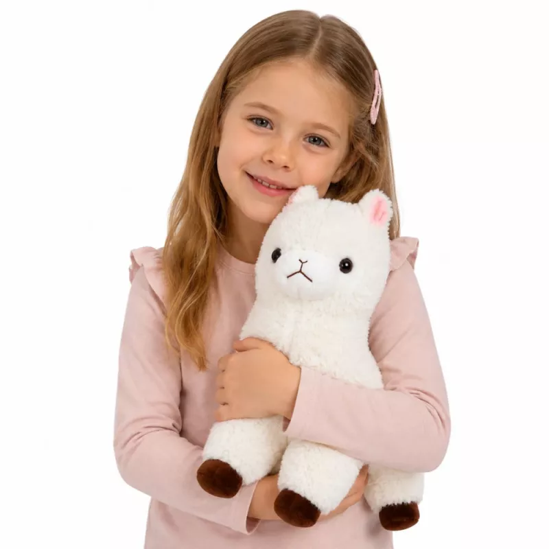 LEAN TOYS Alpaca llama de peluche pelo suave Blanco 38 cm