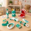 LEAN TOYS Pequeño set de dentista con cepillo de dientes vibratorio, azul, 15 piezas