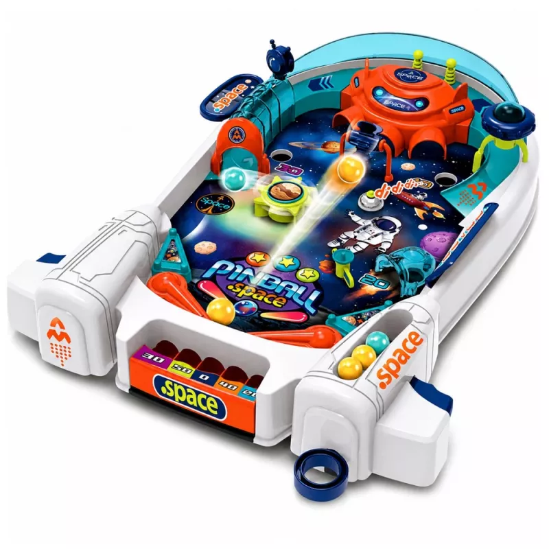 LEAN TOYS Juego arcade Space Pinball espacial obstáculos de cohetes 8 bolas