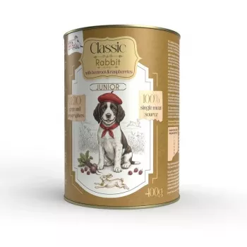 Syta Micha Comida húmeda para cachorros conejo con remolacha y frambuesas - lata de 400 g