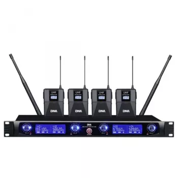 DNA Professional DNA WM4 Sistema de micrófono inalámbrico con 4 transmisores de mano UHF Quad Channel Set