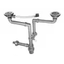 Sifón para fregadero de 2 senos con rebosadero de 3,5 pulgadas - Set de desagüe para fregadero doble de cocina, blanco