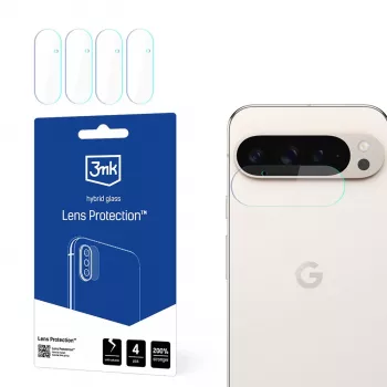 3mk Protección de objetivo para Google Pixel 9 Pro XL - Protección de cámara de vidrio templado, dureza 9H, recubrimiento oleófobo, instalación sin burbujas