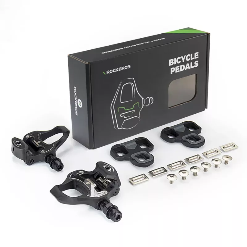 RockBros LP-R Calas para zapatillas de carretera compatibles con LOOK KEO - Negras, 6° de flotación, compuesto de nailon, con material de montaje