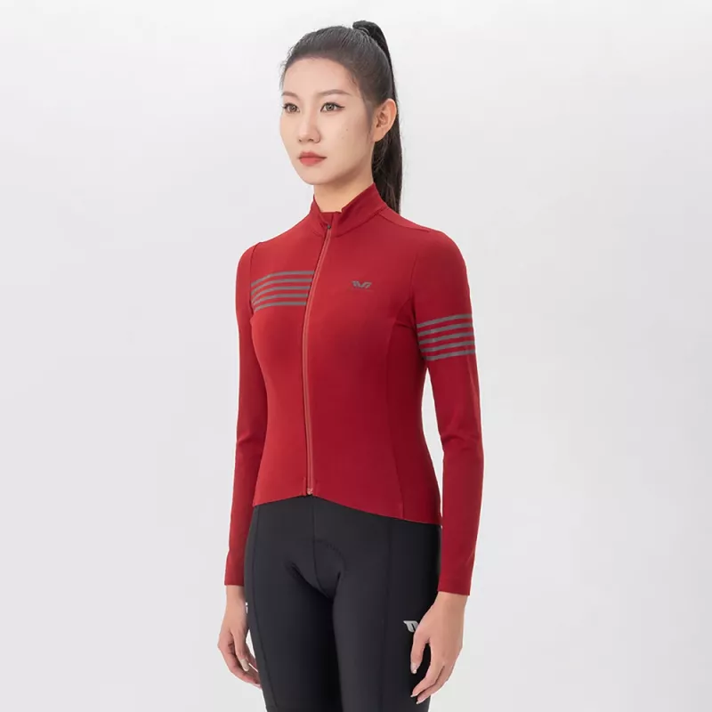 ROCKBROS YPW065 TVI Mujer Maillot térmico de ciclismo manga larga otoño/invierno Rojo Talla S