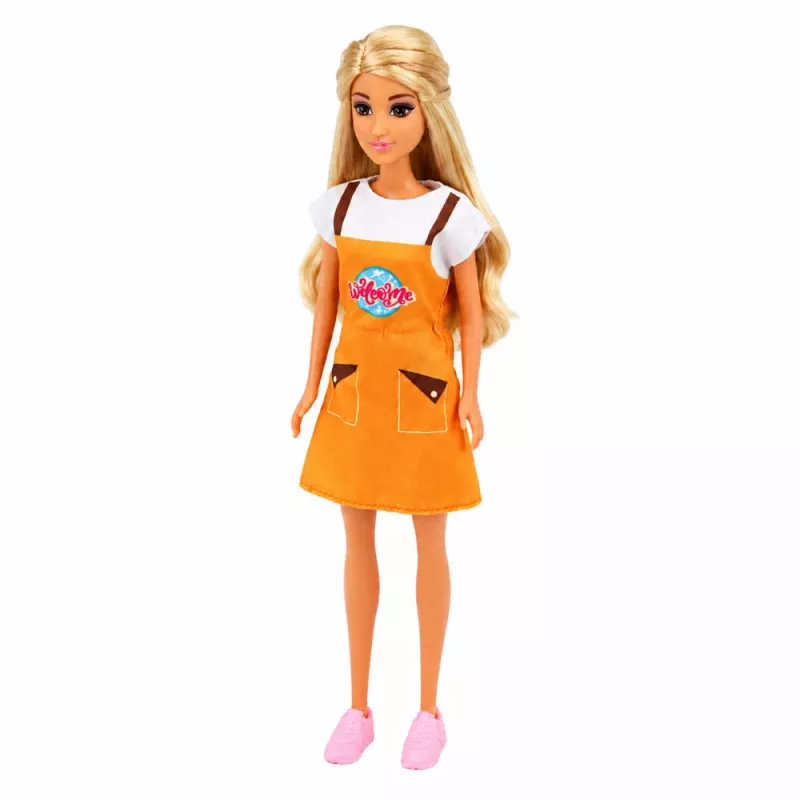 LEAN TOYS Anlily Muñeca cajera vendedora caja registradora set de juego de alimentos