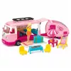 LEAN TOYS Set de viaje autocaravana con remolque muebles para muñecas accesorios Rosa