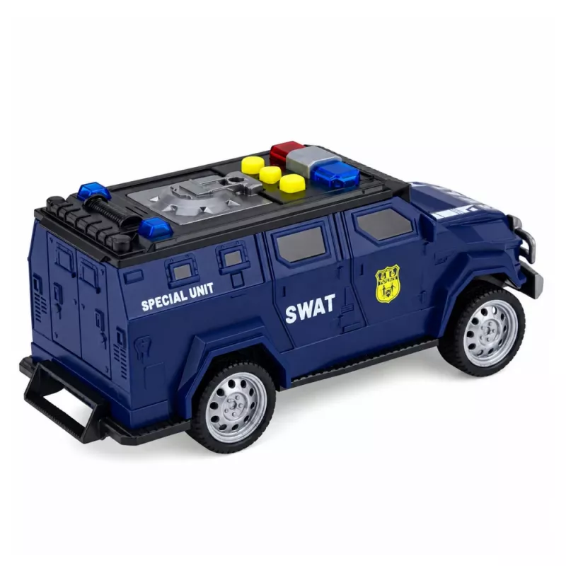 LEAN TOYS SWAT unidad especial coche de policía escala 1:32 con luces, sonidos y acción de retroceso - Azul marino