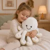 LEAN TOYS Peluche pulpo con tentáculos elásticos, Blanco, 50 cm