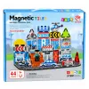 LEAN TOYS Bloques magnéticos base de policía vehículos policía 44 piezas