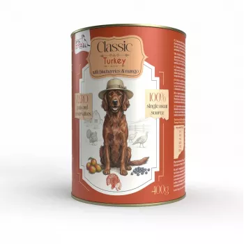 Syta Micha Comida húmeda sin cereales para perros con pavo, arándanos y mango - Lata 400g