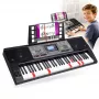 MK 816 Teclado MIDI electrónico de 61 teclas para clase con 128 sonidos, 128 ritmos, grabación, pantalla LED, USB-MIDI, salida de auriculares, entrada de micrófono, incluye fuente de alimentación