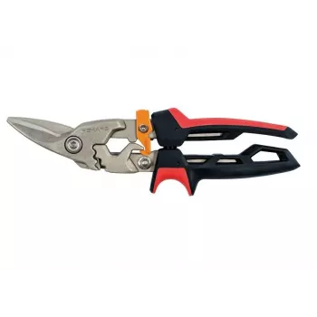 Fiskars PowerGear X Tijeras para chapa para zurdos, corte de 20 mm, cuchillas con recubrimiento de PTFE, mangos FiberComp