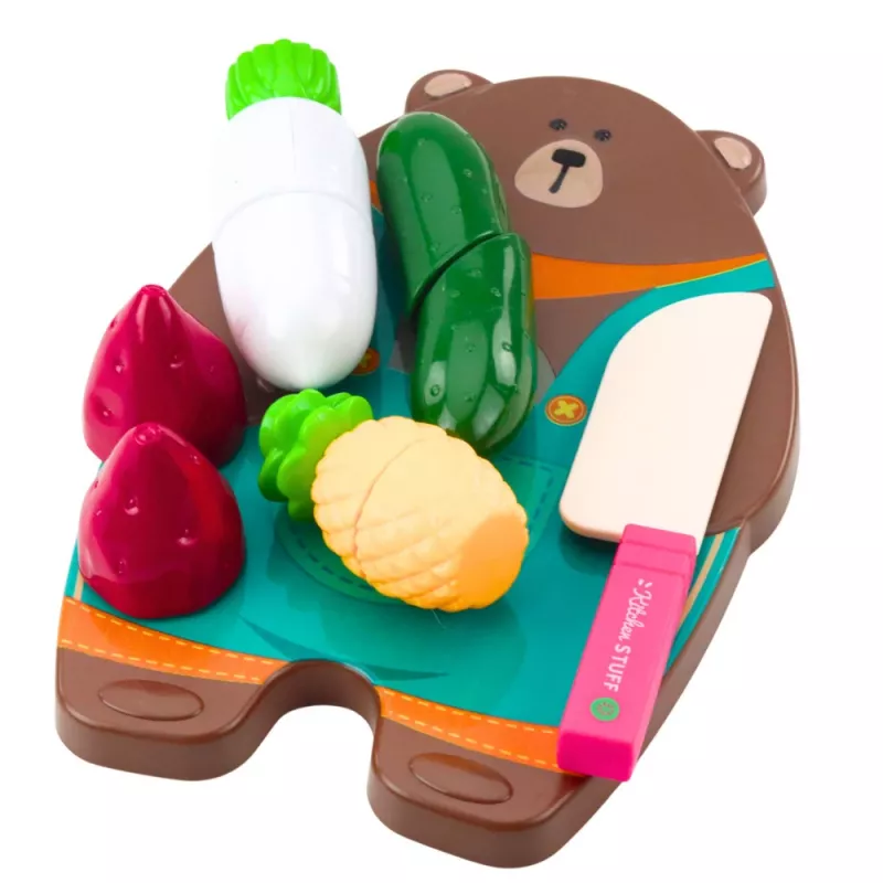 LEAN TOYS Set de cortar verduras con tabla y cuchillo, accesorio educativo para niños