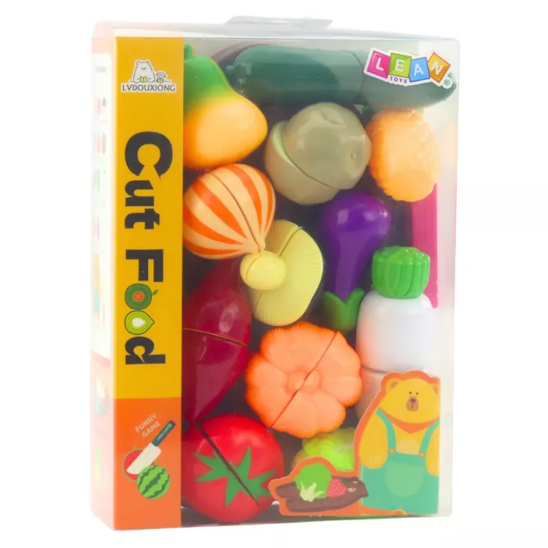 LEAN TOYS Set de cortar verduras con tabla y cuchillo, accesorio educativo para niños