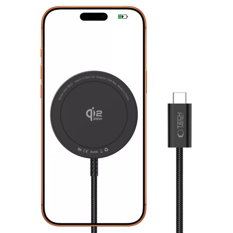 TECH-PROTECT A54 Cargador inalámbrico magnético MagSafe 25W Qi2.2 Negro