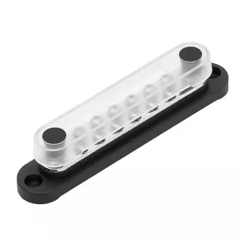 Busbar Solvian 48V 150A – bloque distribuidor de cobre estañado de 4 pernos para sistemas DC