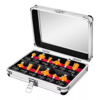 NEO TOOLS Set de 12 fresas de carburo, vástago 8 mm, caja de madera