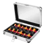 NEO TOOLS Set de 12 fresas de carburo, vástago 8 mm, caja de madera