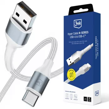 3mk Hyper Cable N-SERIES USB-A a USB-C 1m 18W blanco