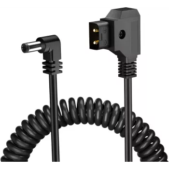 Newell Cable espiral D-Tap a DC 5,5x2,5mm, 90cm, negro