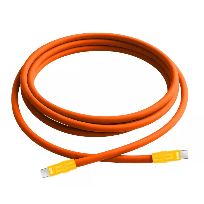 Cable USB-C a USB-C Newell 100W, 2m, silicona, naranja-amarillo
