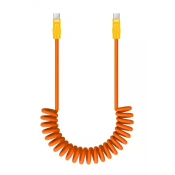 Cable USB-C a USB-C Newell 100 W, 1,5 m, silicona, espiral, naranja-amarillo