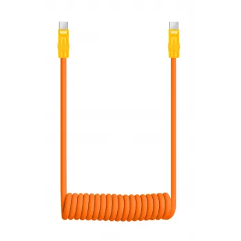 Cable USB-C a USB-C Newell 100 W, 1,5 m, silicona, espiral, naranja-amarillo