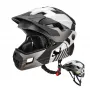 ROCKBROS TS-61 Casco de bicicleta convertible integral para niños con mentonera desmontable, Talla M (54-57 cm), Gris