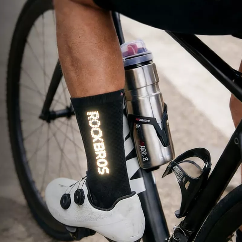 Rockbros 490067003 calcetines de ciclismo reflectantes, M, negro