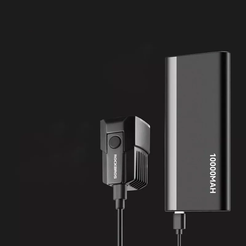 Rockbros RHL1600 Luz frontal para bicicleta 1600 lúmenes con alimentación externa USB-C – Negro