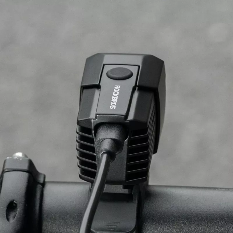 Rockbros RHL1600 Luz frontal para bicicleta 1600 lúmenes con alimentación externa USB-C – Negro