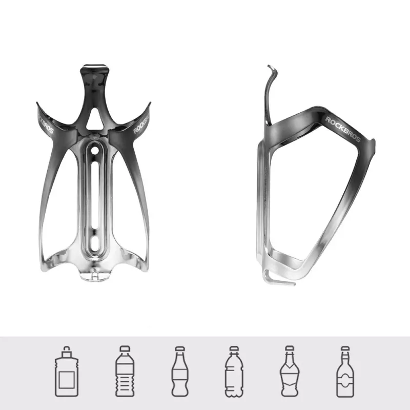 ROCKBROS RKL02 Portabidones de aleación de aluminio para bicicleta - Negro/Plata
