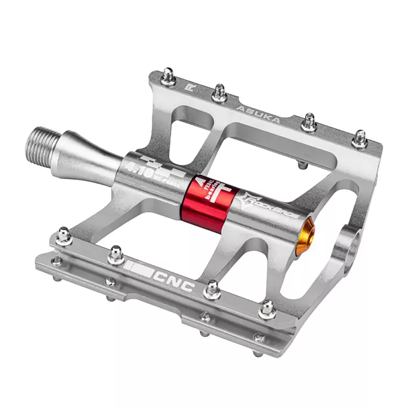 ROCKBROS JT410 4.10 Pedales de bicicleta de plataforma plana con 4 rodamientos - Plata