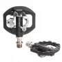 Rockbros M108 Pedales híbridos para bicicleta – Compuesto de nailon, SPD y plataforma plana de doble cara, Negro
