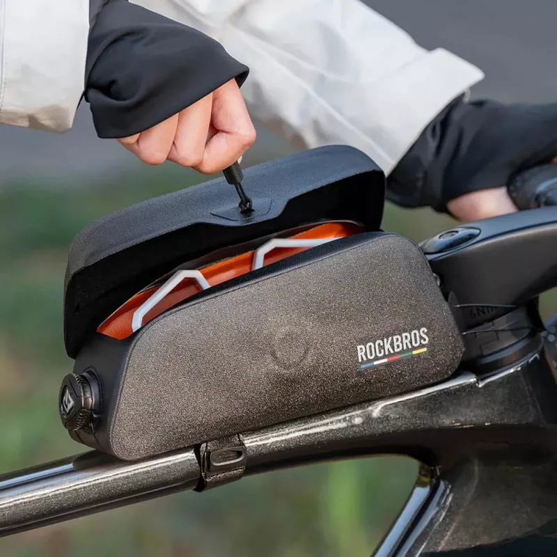 Rockbros AS-134 ROAD TO SKY Bolsa de cuadro impermeable para bicicleta 0,6L - Negro