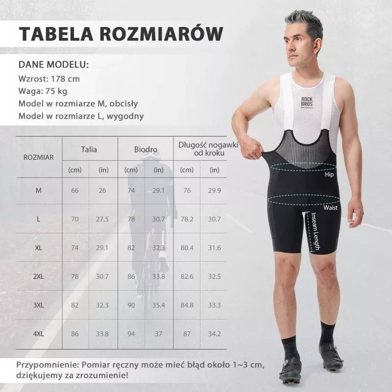 ROCKBROS ROAD TO SKY Culotte de ciclismo hombre con badana 3D - Negro, talla S (TLDK001-1)
