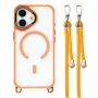 HURTEL Funda crossbody para iPhone 17 con correa ajustable y soporte con marco de cámara, compatible con MagSafe, naranja