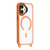 HURTEL Funda crossbody para iPhone 17 con correa ajustable y soporte con marco de cámara, compatible con MagSafe, naranja