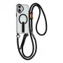 HURTEL Funda para iPhone 17 con soporte, correa corta de 30 cm y correa larga de 120 cm, compatible con MagSafe - Negro