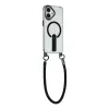 HURTEL Funda para iPhone 17 con soporte, correa corta de 30 cm y correa larga de 120 cm, compatible con MagSafe - Negro