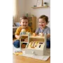 PROMIS Caja registradora de madera para niños – Caja registradora de juego con dinero de juguete, escáner y tarjeta de crédito