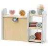 PROMIS Caja registradora de madera para niños – Caja registradora de juego con dinero de juguete, escáner y tarjeta de crédito